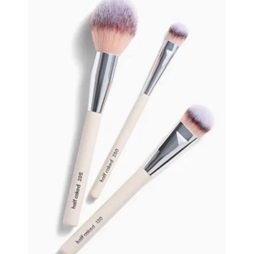 Half Caked Women's Essentials Face Collection 3pc Brush Set Cream One Size